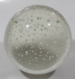 Vintage Clear Sphere with Bubbles 3 1/2" Wide Long Art Glass Paperweight Ornament