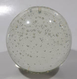 Vintage Clear Sphere with Bubbles 3 1/2" Wide Long Art Glass Paperweight Ornament