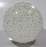 Vintage Clear Sphere with Bubbles 3 1/2" Wide Long Art Glass Paperweight Ornament