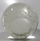 Vintage Clear Sphere with Bubbles 3 1/2" Wide Long Art Glass Paperweight Ornament