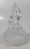 Vintage Two Dolphins Jumping Above Waves Lightly Frosted Clear 5 1/2" Tall Art Glass Ornament