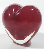 Vintage Heart Shaped Red and Clear 4" Tall Art Glass Paperweight Ornament