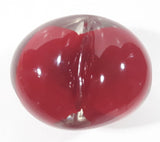Vintage Heart Shaped Red and Clear 4" Tall Art Glass Paperweight Ornament