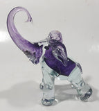 Vintage Murano Clear and Amethyst Purple Baby Elephant 5" Tall Art Glass Ornament
