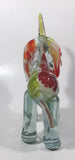 Vintage Murano Clear Green Yellow Red Elephant 7" Tall Art Glass Ornament