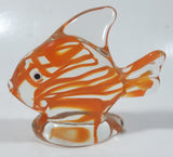 Vintage Murano Clear and Orange Goldfish 4 1/2" Long Art Glass Ornament