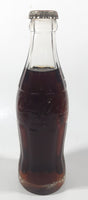Vintage Coca-Cola 7 3/4" Tall 6oz Embossed Clear Glass Soda Pop Bottle Full Unopened