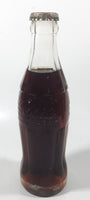 Vintage Coca-Cola 7 3/4" Tall 6oz Embossed Clear Glass Soda Pop Bottle Full Unopened