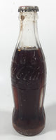 Vintage Coca-Cola 7 3/4" Tall 6oz Embossed Clear Glass Soda Pop Bottle Full Unopened