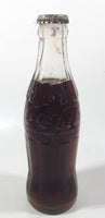 Vintage Coca-Cola 7 3/4" Tall 6oz Embossed Clear Glass Soda Pop Bottle Full Unopened