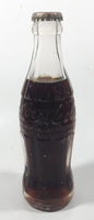 Vintage Coca-Cola 7 3/4" Tall 6oz Embossed Clear Glass Soda Pop Bottle Full Unopened