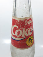 Vintage Coca-Cola Coke 45 Cent 9 1/2" Tall 355ml Paper Label Thumbprint Blurred Glass Soda Pop Bottle