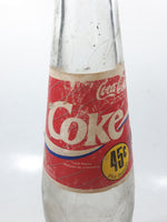 Vintage Coca-Cola Coke 45 Cent 9 1/2" Tall 355ml Paper Label Thumbprint Blurred Glass Soda Pop Bottle