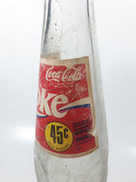Vintage Coca-Cola Coke 45 Cent 9 1/2" Tall 355ml Paper Label Thumbprint Blurred Glass Soda Pop Bottle