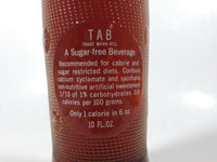 Vintage Tab Flavourful Sugar-Free Beverage 9 3/4" Tall 10 Fl Oz Glass Soda Pop Bottle Nearly Full Unopened