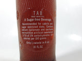 Vintage Tab Flavourful Sugar-Free Beverage 9 3/4" Tall 10 Fl Oz Glass Soda Pop Bottle Nearly Full Unopened