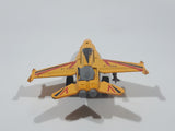 F-102 Jet Yellow Pull Back Die Cast Toy Airplane Busted Up