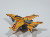 F-102 Jet Yellow Pull Back Die Cast Toy Airplane Busted Up