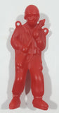 Parachute Soldier Paratrooper Red 3 3/4" Tall Plastic Toy Figure