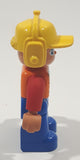 Lego Duplo Construction Worker Character Orange Vest Yellow Helmet 2 1/2" Tall Plastic Toy Figure