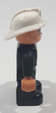 Lego Duplo Fire Chief Character Black Vest White Helmet 2 1/2" Tall Plastic Toy Figure