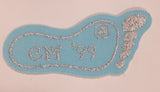 Girl Guides CM '99 Light Blue Foot Print Shaped 1 1/4" x 3" Embroidered Fabric Patch Badge