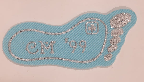 Girl Guides CM '99 Light Blue Foot Print Shaped 1 1/4" x 3" Embroidered Fabric Patch Badge