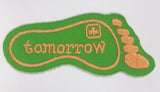 Girl Guides Tomorrow Green Foot Print Shaped 1 1/4" x 3" Embroidered Fabric Patch Badge