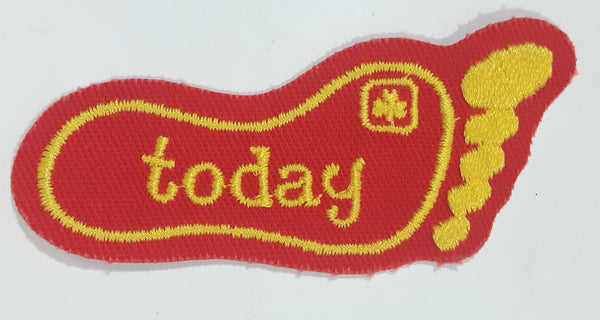 Girl Guides Today Red Foot Print Shaped 1 1/4" x 3" Embroidered Fabric Patch Badge