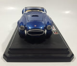 Burago 1965 Ford AC Cobra 427 Convertible Blue 1/24 Scale Die Cast Toy Car Vehicle with Opening Doors and Hood on Display Stand