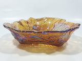 Vintage Indiana Orange Amber Iridescent Rainbow Leaves and Berry Themed  7 1/4" Wide Carnival Glass Dish