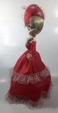 Vintage Bradley Style Big Eyes Southern Belle Red Dress and Hat 18" Tall Fabric with Vinyl Face Doll Made in Korea