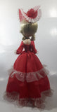 Vintage Bradley Style Big Eyes Southern Belle Red Dress and Hat 18" Tall Fabric with Vinyl Face Doll Made in Korea