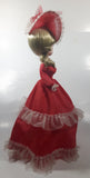 Vintage Bradley Style Big Eyes Southern Belle Red Dress and Hat 18" Tall Fabric with Vinyl Face Doll Made in Korea