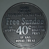 Vintage Dairy Queen Store Free Sundae or 40 Cents Off Plastic Token Coin
