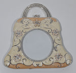 Purse Shaped Rhinestone Covered Enamel Flowers Photo Picture Frame