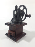 Antique Style Metal Hand Wheel Coffee Grinder Mill with Wood Base