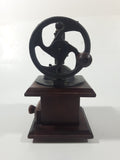 Antique Style Metal Hand Wheel Coffee Grinder Mill with Wood Base