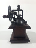 Antique Style Metal Hand Wheel Coffee Grinder Mill with Wood Base