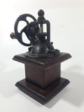 Antique Style Metal Hand Wheel Coffee Grinder Mill with Wood Base