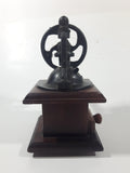 Antique Style Metal Hand Wheel Coffee Grinder Mill with Wood Base