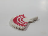 Geobra PlayMobil Plastic White and Dark Pink 1 3/8" Wide Toy Hand Fan Accessory