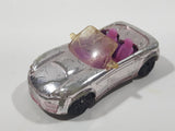 Mattel Polly Pocket Convertible Chrome and Pink Plastic Body Die Cast Toy Car Vehicle L4357 Cracked Windshield