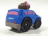 2016 Mattel Fisher Price Little People Wheelies Girl with Pink Headband in Blue Plastic Toy Car Vehicle