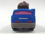 2016 Mattel Fisher Price Little People Wheelies Girl with Pink Headband in Blue Plastic Toy Car Vehicle