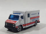 Motor Max No. 6034 Emergency Medical Services Ambulance Van White Die Cast Toy Car Vehicle with Opening Rear Doors