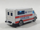 Motor Max No. 6034 Emergency Medical Services Ambulance Van White Die Cast Toy Car Vehicle with Opening Rear Doors