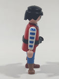 1996 Geobra Playmobil Pirate with Peg Leg Eyepatch Red White and Blue Clothes 2 7/8" Tall Toy Figure