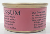 1990 Monty Joynes Boss finder Carolina Road Meat Gag Gift Nostalgic Possum A byproduct of rural Highways 321 and 421 Waste Not Want Not Pink Paper Label Sealed Metal Can Watauga County North Carolina