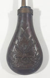 Antique 19th Century Civil War Style Cannons Rifles Flag Themed Bulb Shaped 7 1/4" Copper Metal Rifle Gun Powder Flask Bottle